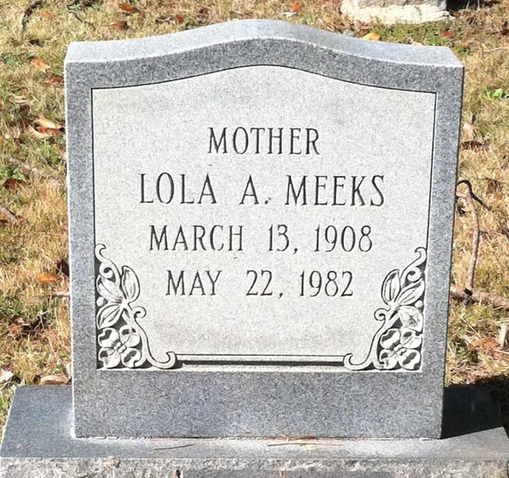 Lola Meeks--gravemarker 2